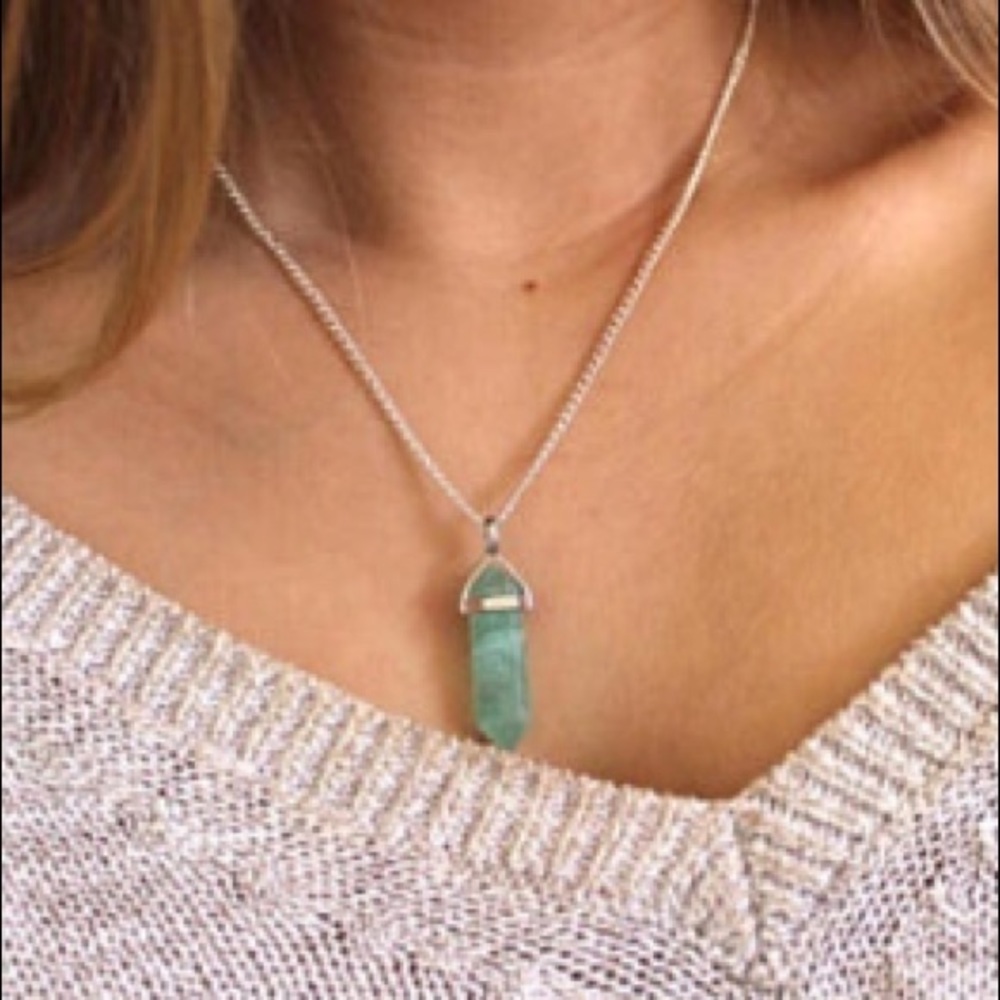 🔴 Green Jade Crystal Chakra Necklace